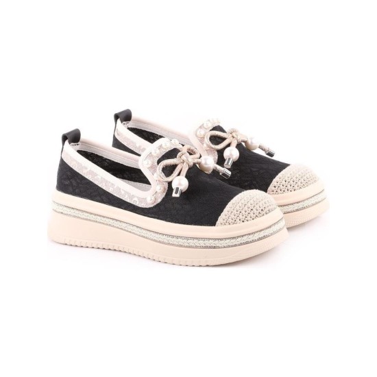 GUJA 25Y320-5 İNCİ DETAY KALIN TABAN TEKSTİL  ESPADRİL