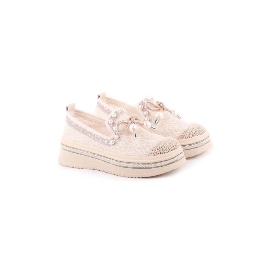 GUJA 25Y320-5 İNCİ DETAY KALIN TABAN TEKSTİL  ESPADRİL