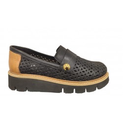 MAMMAMİA D24YA-3415 KALIN TABAN DERİ KADIN LOAFER AYAKKABI