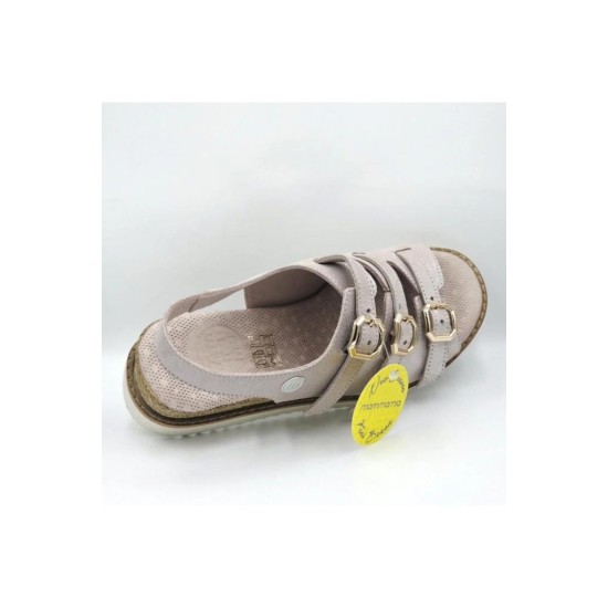 MAMMAMİA D24YS-5490 SİMLİ DOLGU TOKALI DERİ KADIN SANDALET