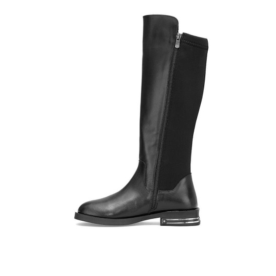 MAMMAMİA D25KC -2365 DÜZ TOPUK STREÇ DETAY DERİ KADIN ÇİZME