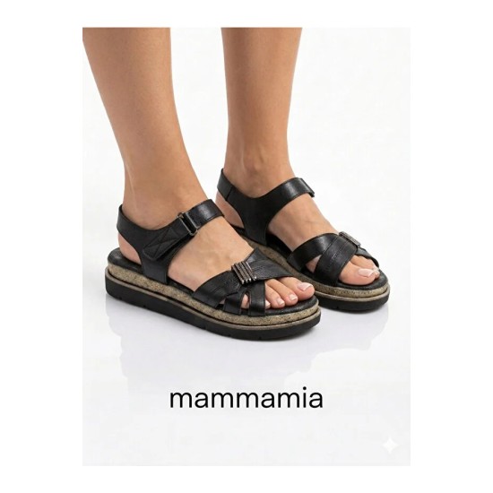 MAMMAMİA D26YS-2905 TOKA DETAYLI DERİ KADIN SANDALET