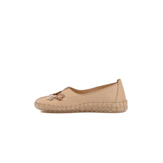 PEPİTA 9032 ŞEFFAF TABAN ÇİÇEKLİ DERİ KADIN BABET AYAKKABI