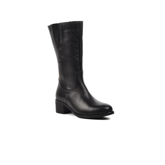 PEPİTA 9289 TOPUKLU KAYMAZ ARA BOY KLASİK DERİ KADIN ÇİZME