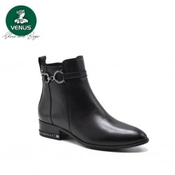 VENÜS 2152711K KISA TOPUK TOKA DETAYLI KLASİK DERİ KADIN BOT