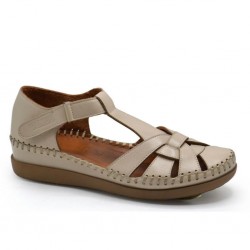 VENÜS 25033541Y BURNU KAPALI DERİ KADIN SANDALET