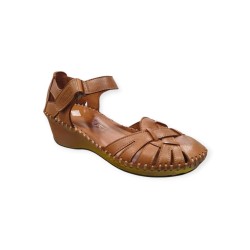 VENÜS 26023347Y YANLARI AÇIK DOLGU TOPUK DERİ KADIN SANDALET