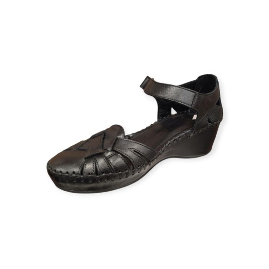 VENÜS 26023347Y YANLARI AÇIK DOLGU TOPUK DERİ KADIN SANDALET