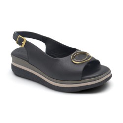VENÜS 26029809Y DOLGU TOPUK TOKALI DERİ KADIN SANDALET