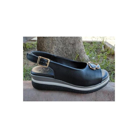 VENÜS 26029809Y DOLGU TOPUK TOKALI DERİ KADIN SANDALET